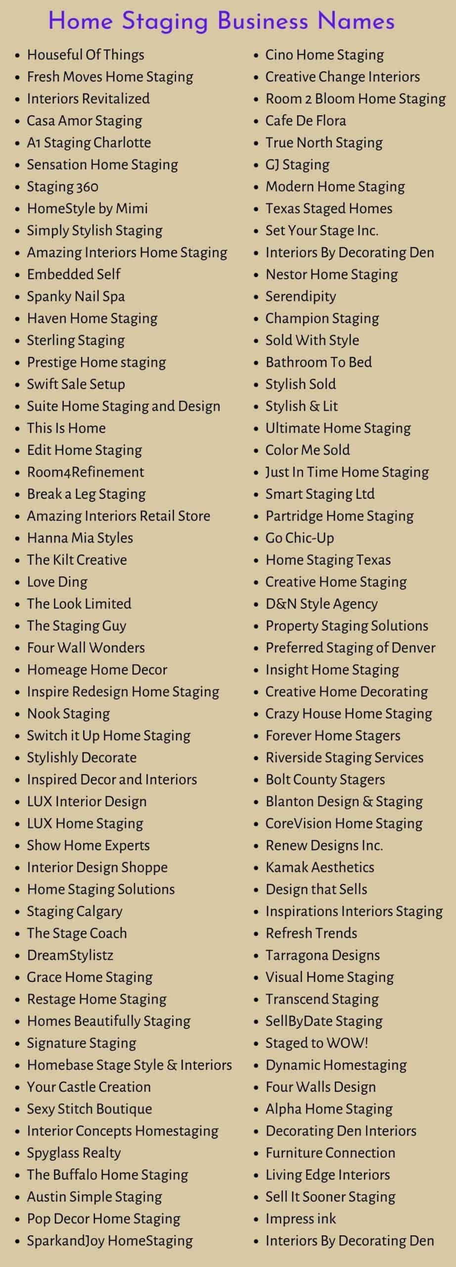400 Catchy Home Staging Business Names
