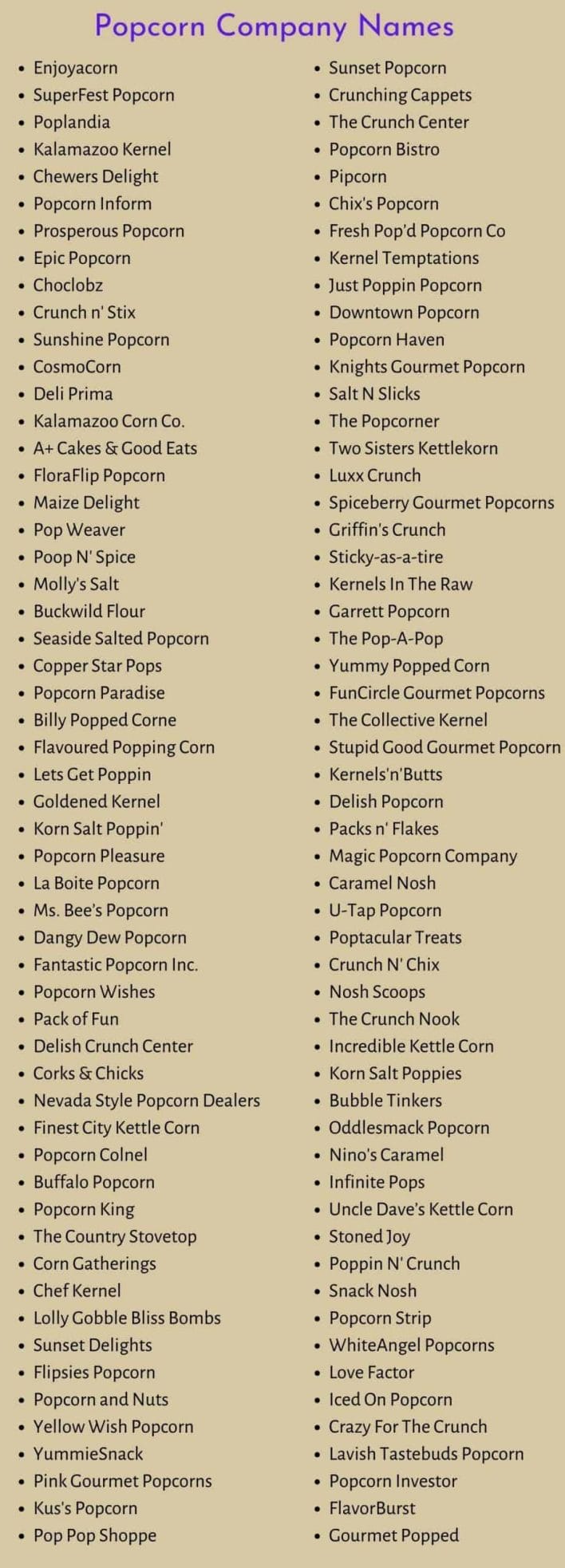Popcorn Company Names