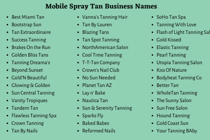 Mobile Spray Tan Business Names