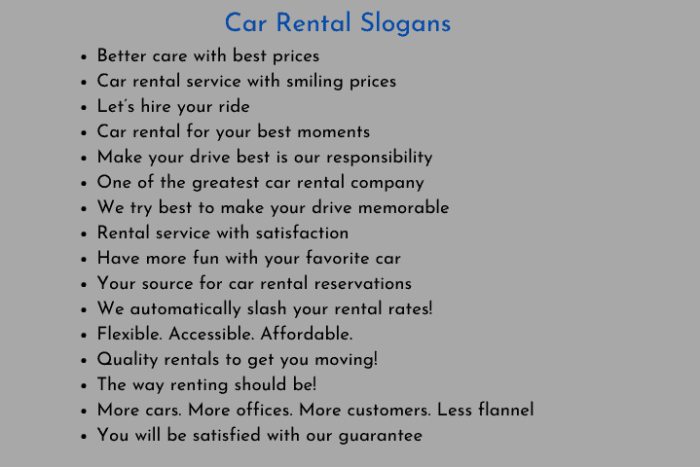 Car Rental Slogans