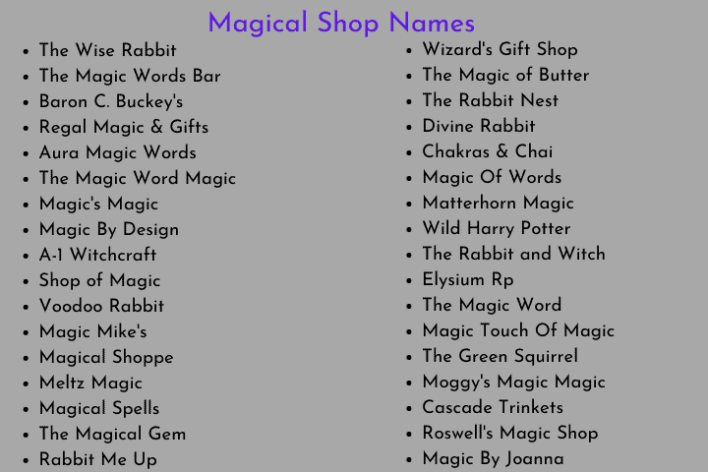 Magical Shop Names