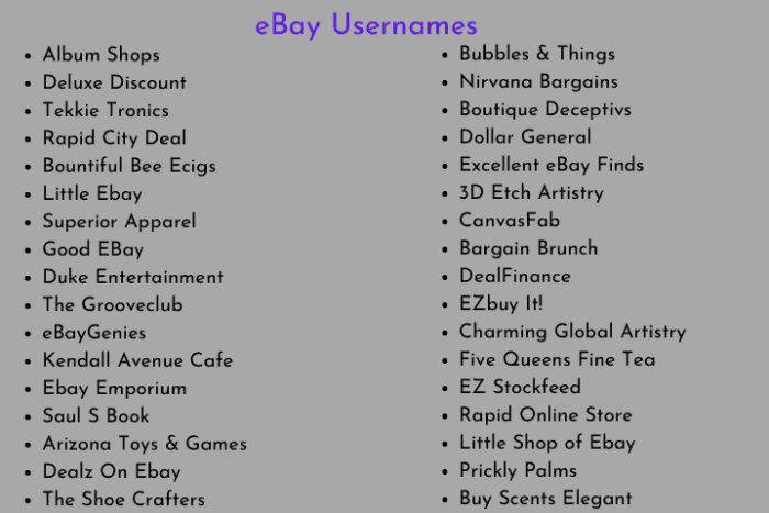 eBay Usernames