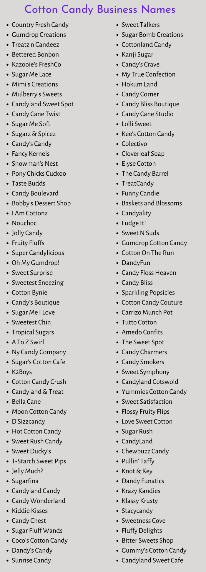 Cotton Candy Business Names