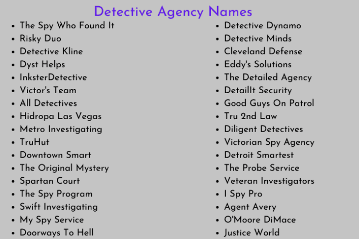 Detective Agency Names