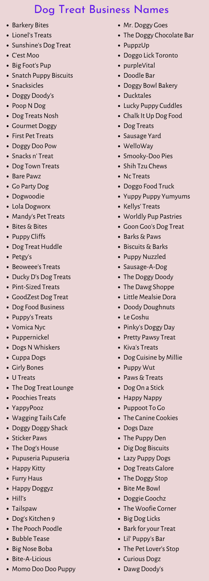Dog Treat Business Names