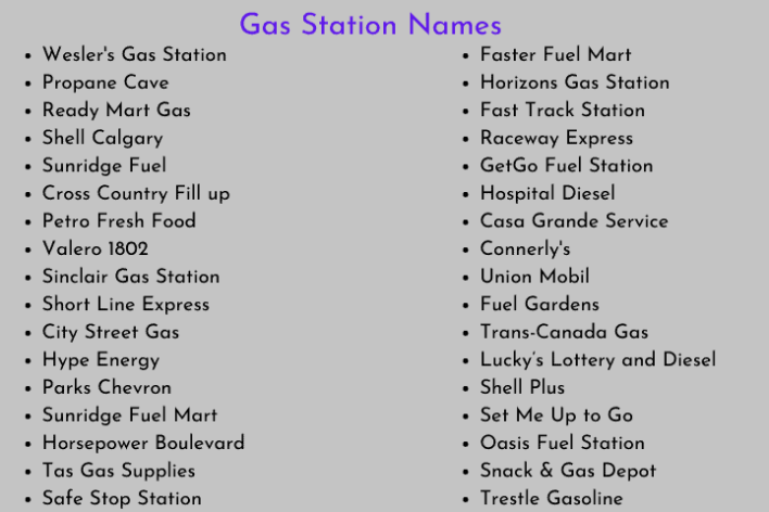 Gas Station Names