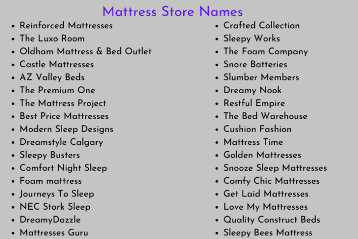 Mattress Store Names