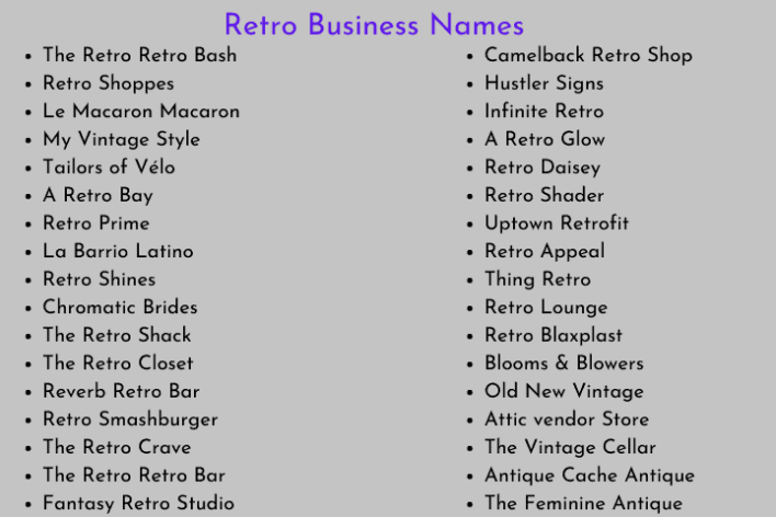 Retro Business Names