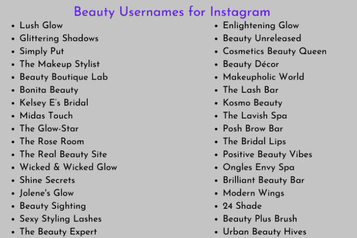 Beauty Usernames for Instagram