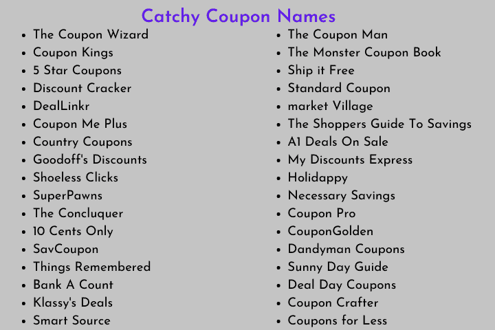 Catchy Coupon Names