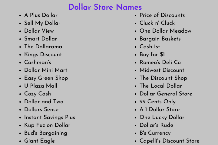 Dollar Store Names