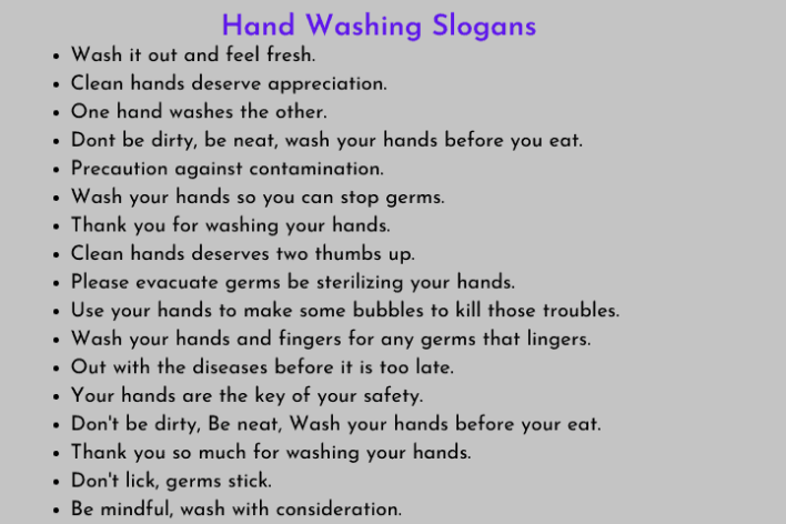 Hand Washing Slogans