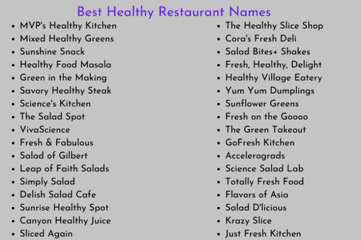 Healthy Restaurant Names