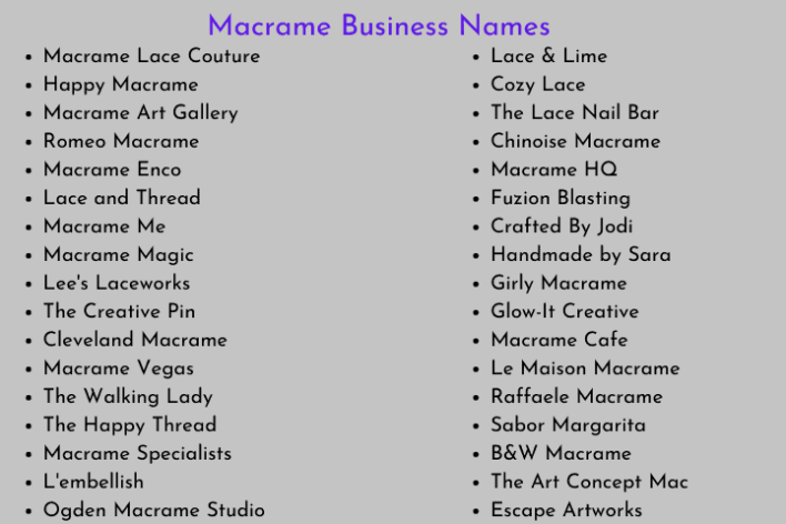 Macrame Business Names