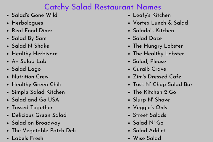 Salad Restaurant Names