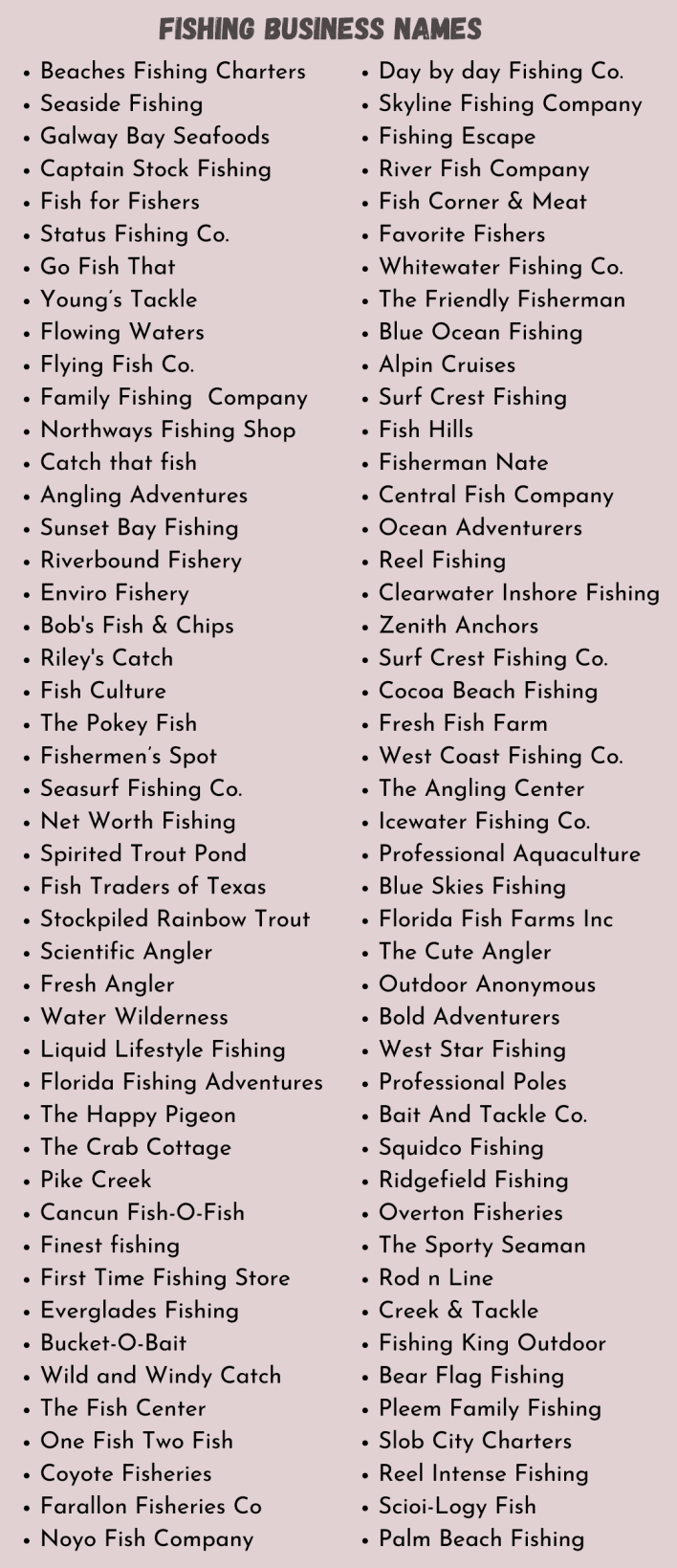 Fishing Business Names