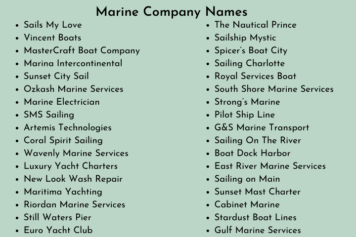 Marine Company Names