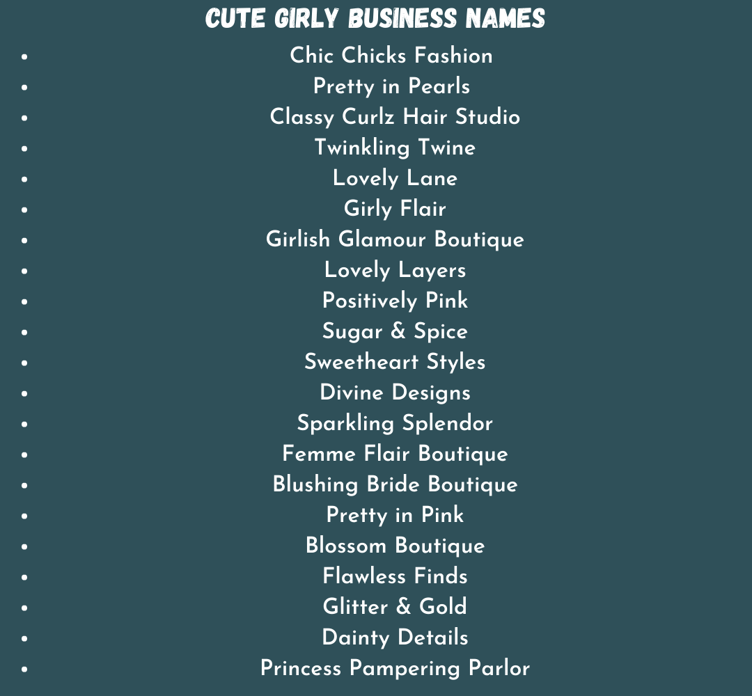 Cute Girly Business Names