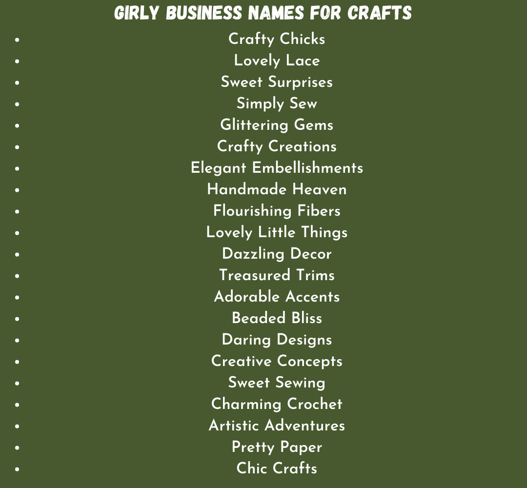Girly Business Names for Crafts