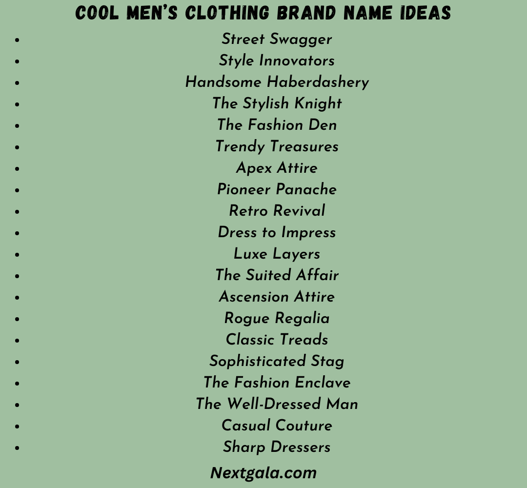 Cool Men’s Clothing Brand Name Ideas