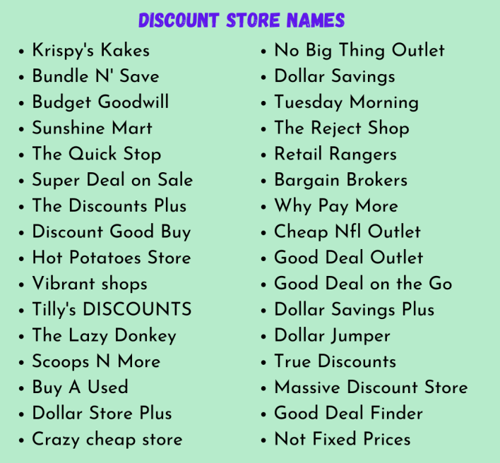 Discount Store Names