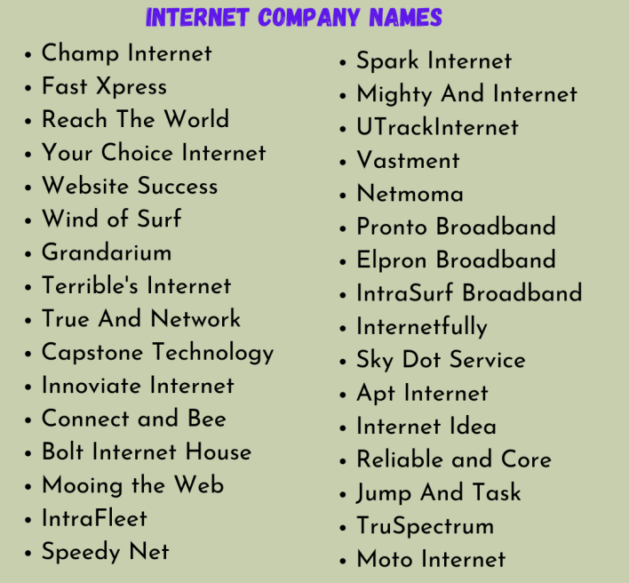 Internet Company Names