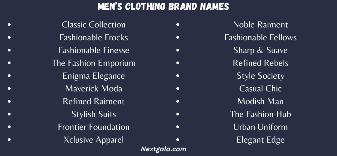 Men’s Clothing Brand Names