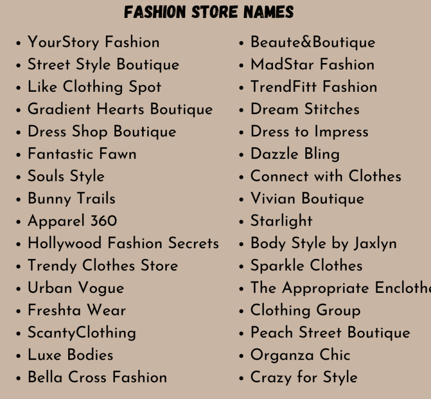 1200+ Fashion Store Names Ideas (Generator + Guide)  Fashion store names,  Fashion names ideas, Shop name ideas