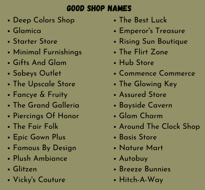 Shop Names