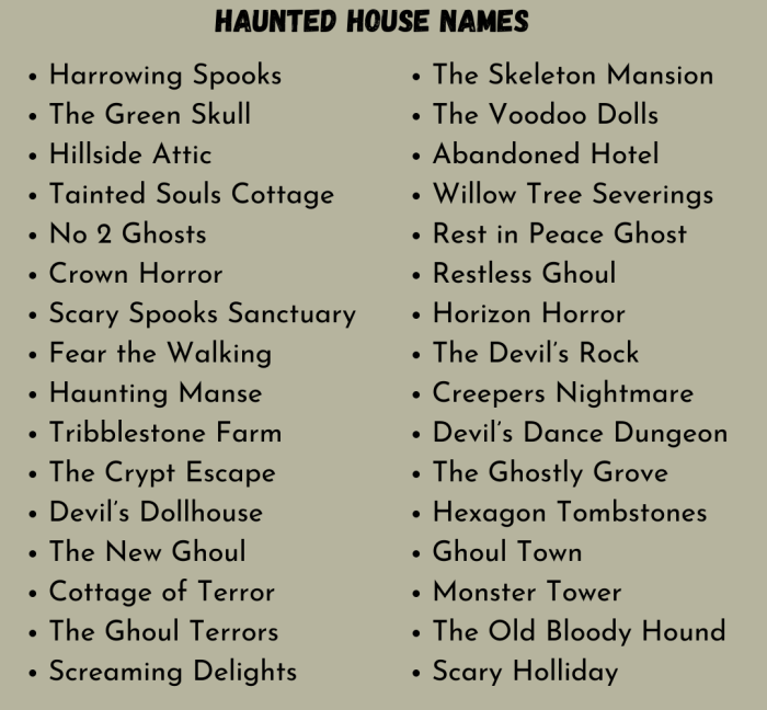 Haunted House Names