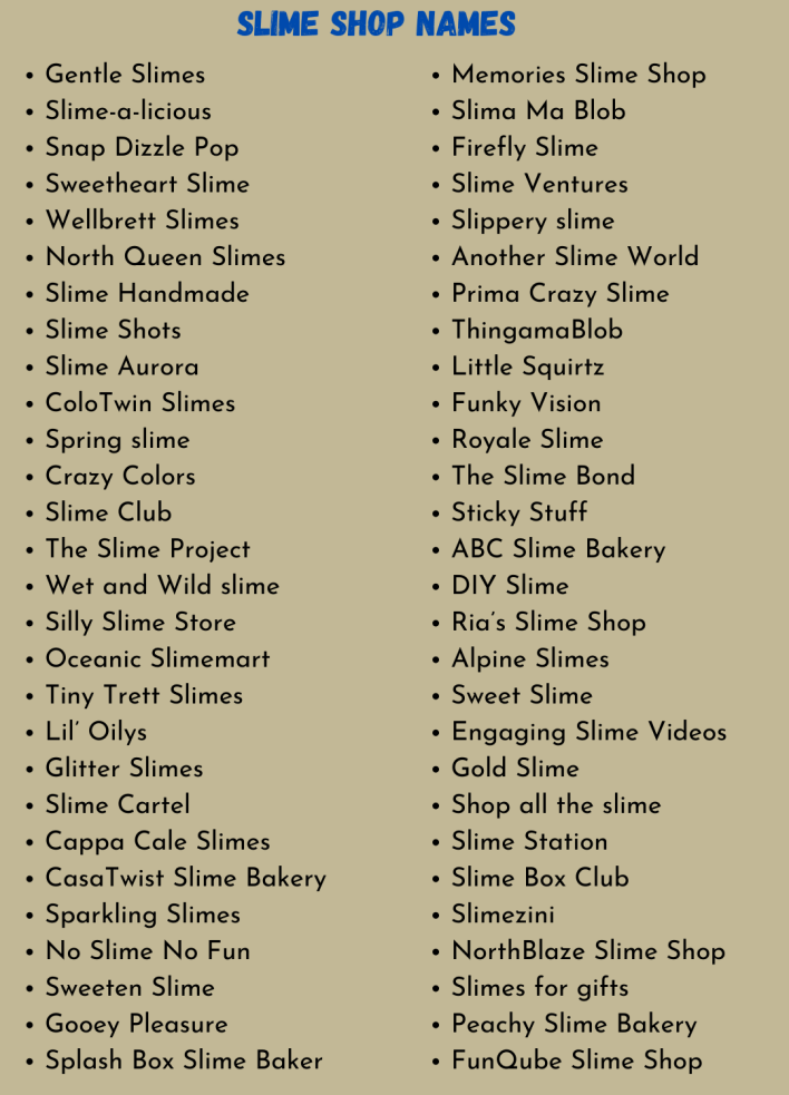 Slime Shop Names