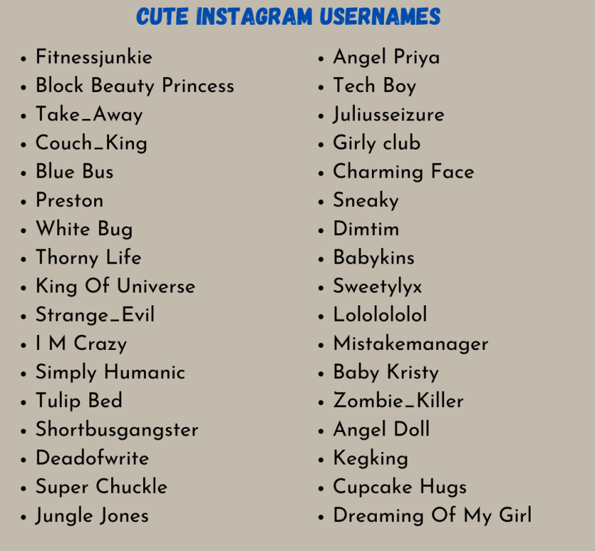cool usernames for girls on instagram