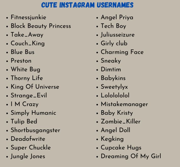 Cute Instagram Usernames