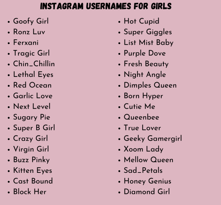 Instagram Usernames for Girls