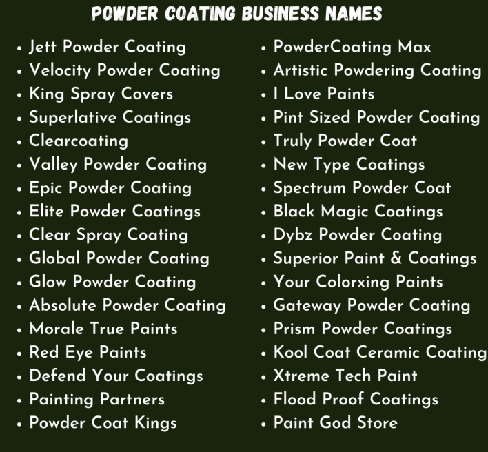 Powder Coating Business Names