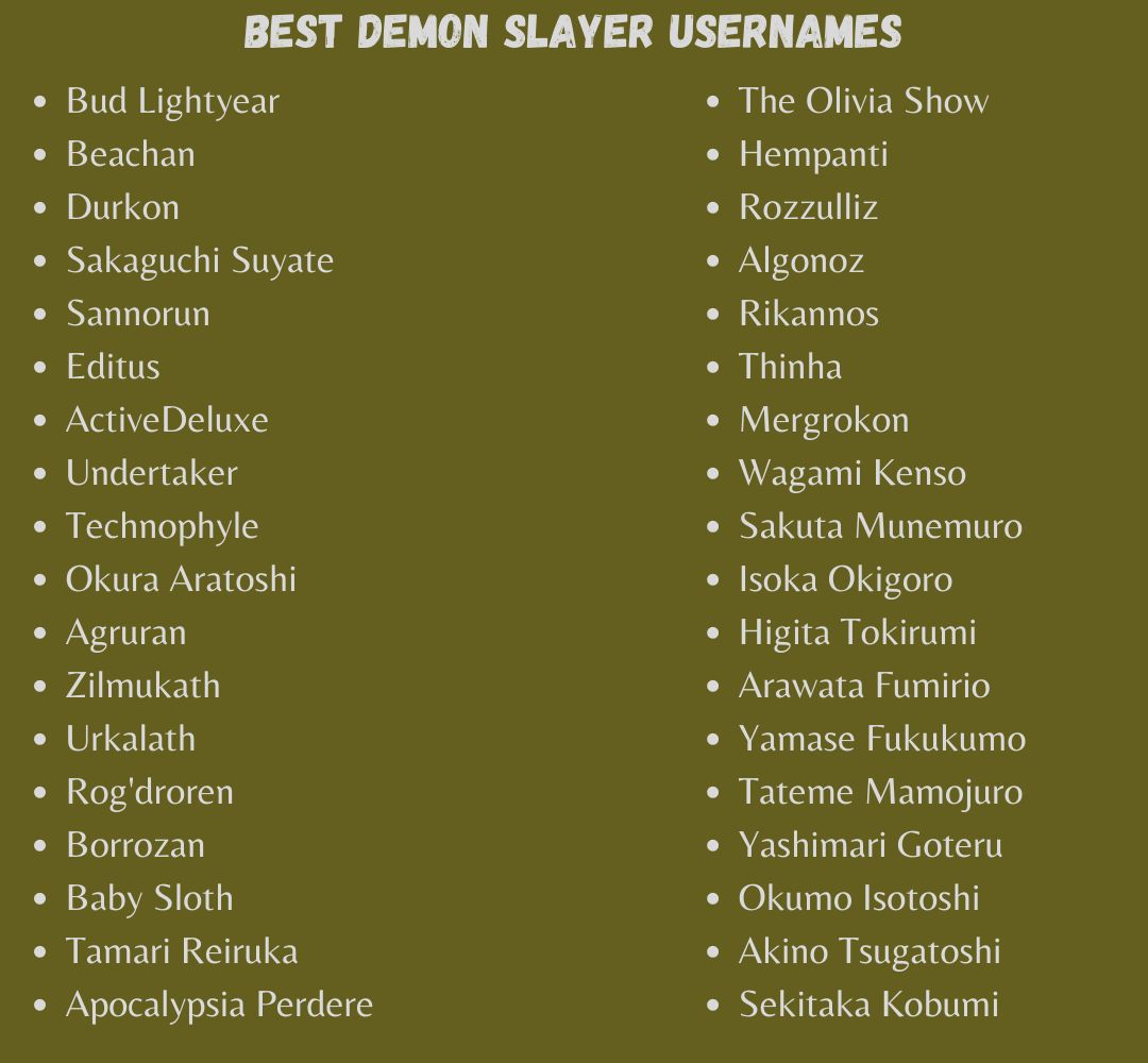  Best Demon Slayer Usernames