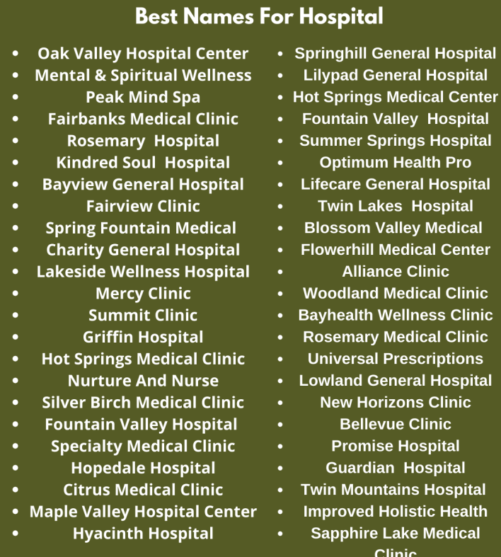 Best Names For Hospital