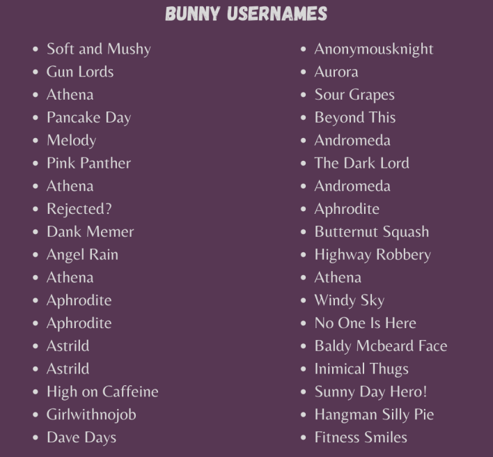 Kawaii Bunny Usernames