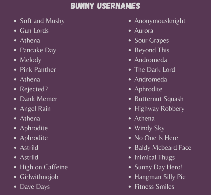 Kawaii Bunny Usernames