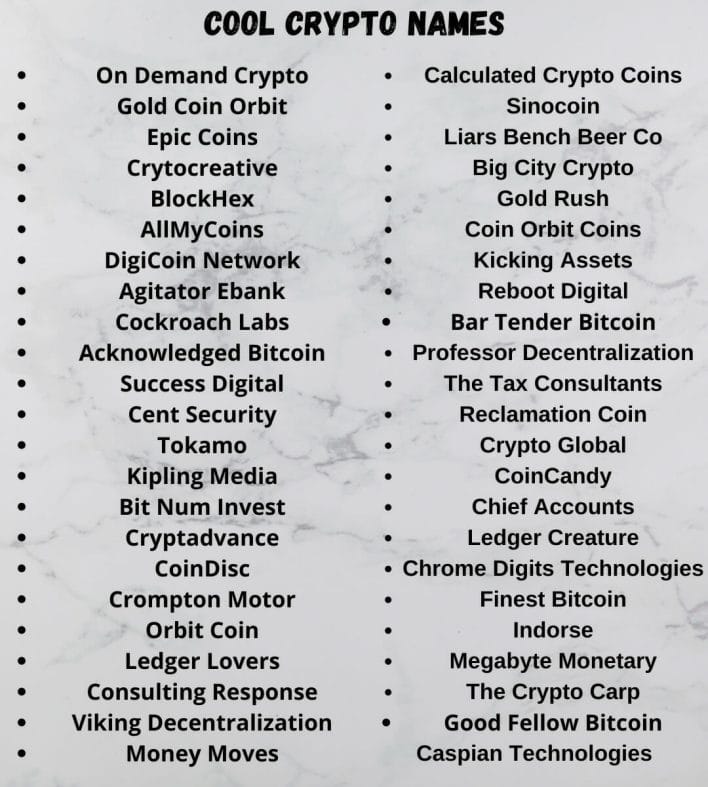 Cool Crypto Names