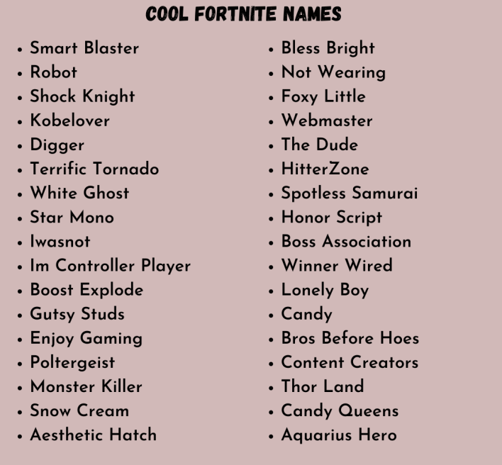Cool Fortnite Names