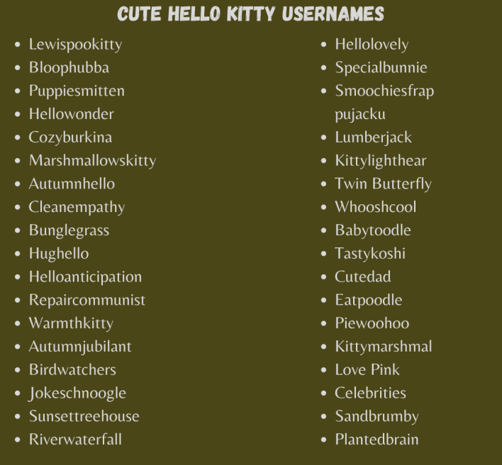 Cute Hello Kitty Usernames
