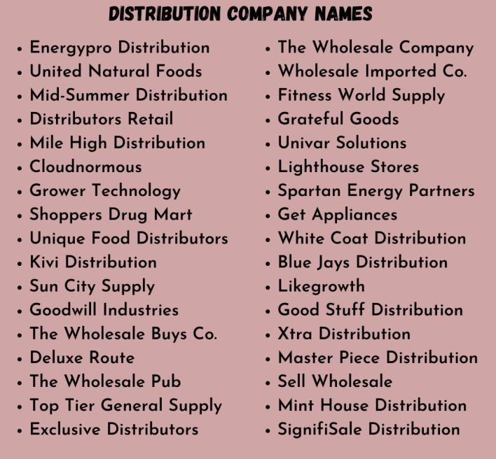 Distribution Company Names