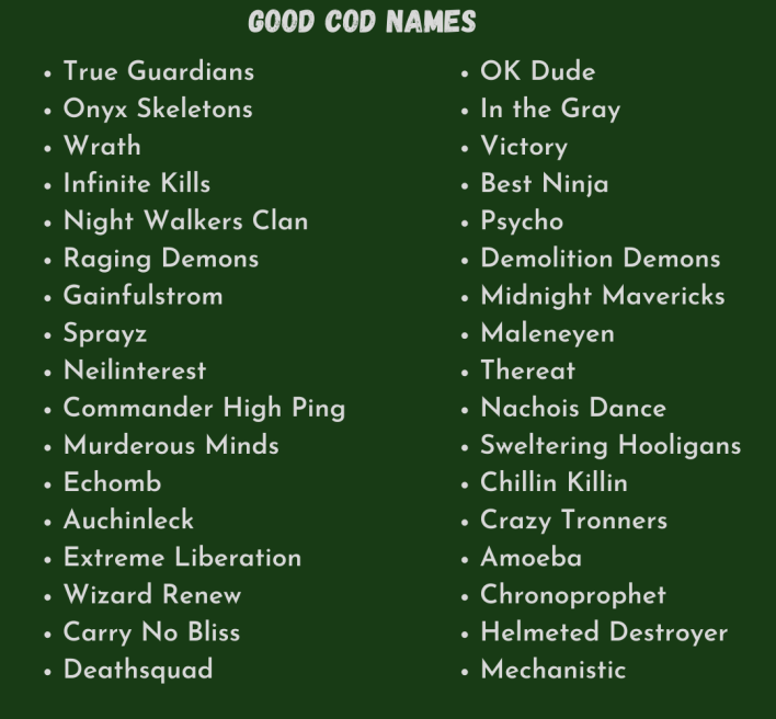 Good COD Names