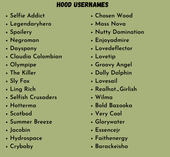 Hood Usernames
