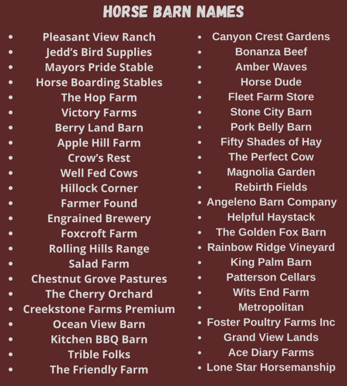 Horse Barn Names