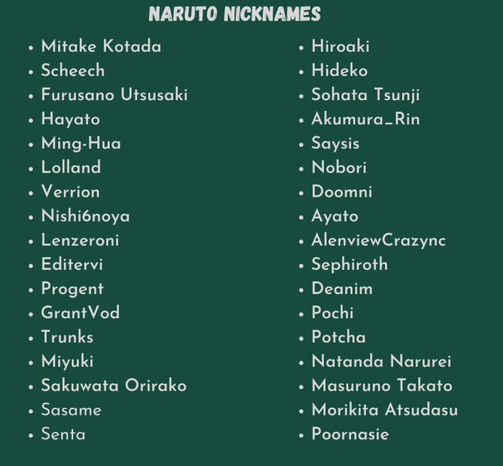 Naruto Nicknames