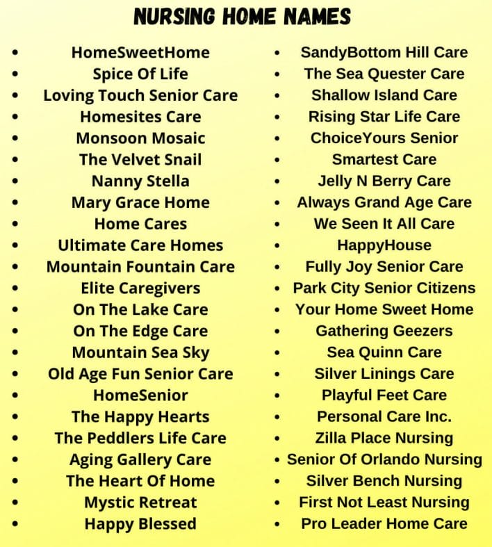 Nursing Home Names
