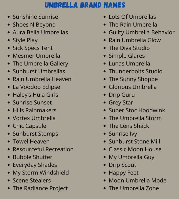 Umbrella Brand Names