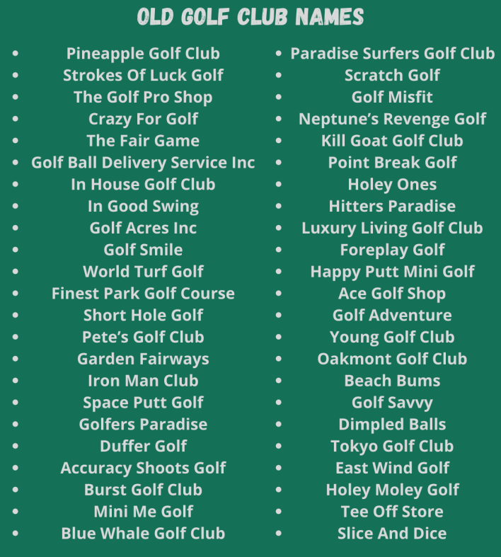 Old Golf Club Names